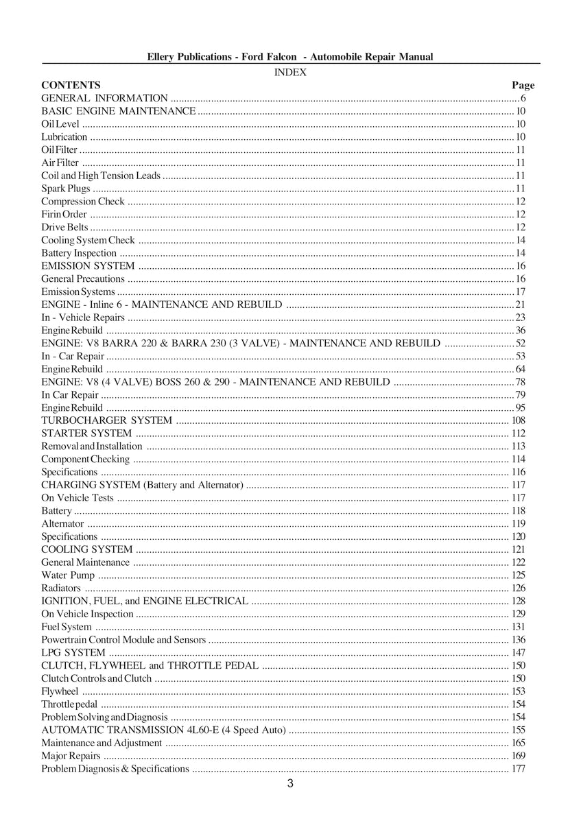 Ford Falcon/Fairlane Ba Bf Repair Manual 02-08