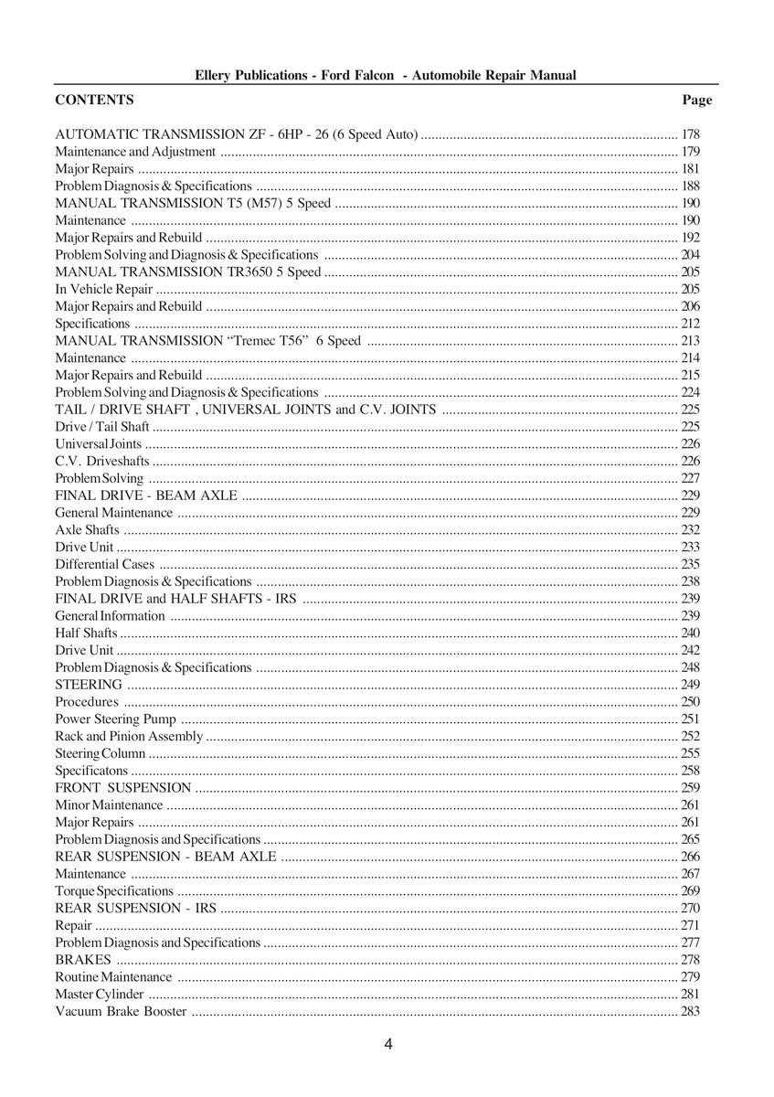 Ford Falcon/Fairlane Ba Bf Repair Manual 02-08