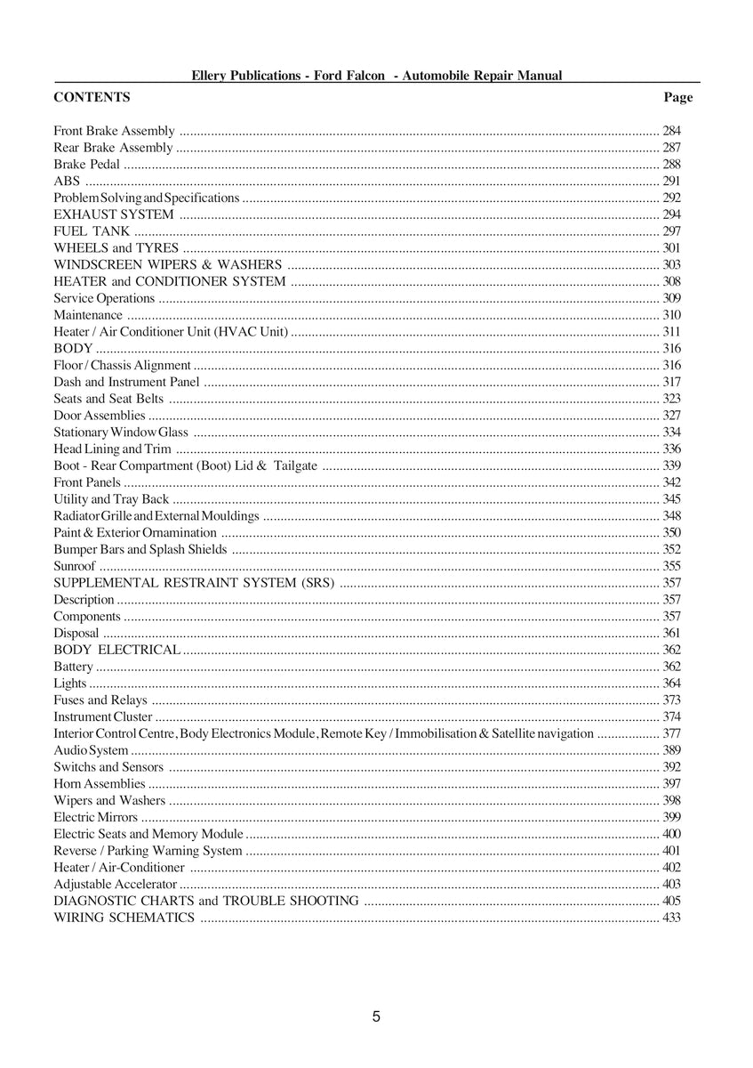 Ford Falcon/Fairlane Ba Bf Repair Manual 02-08
