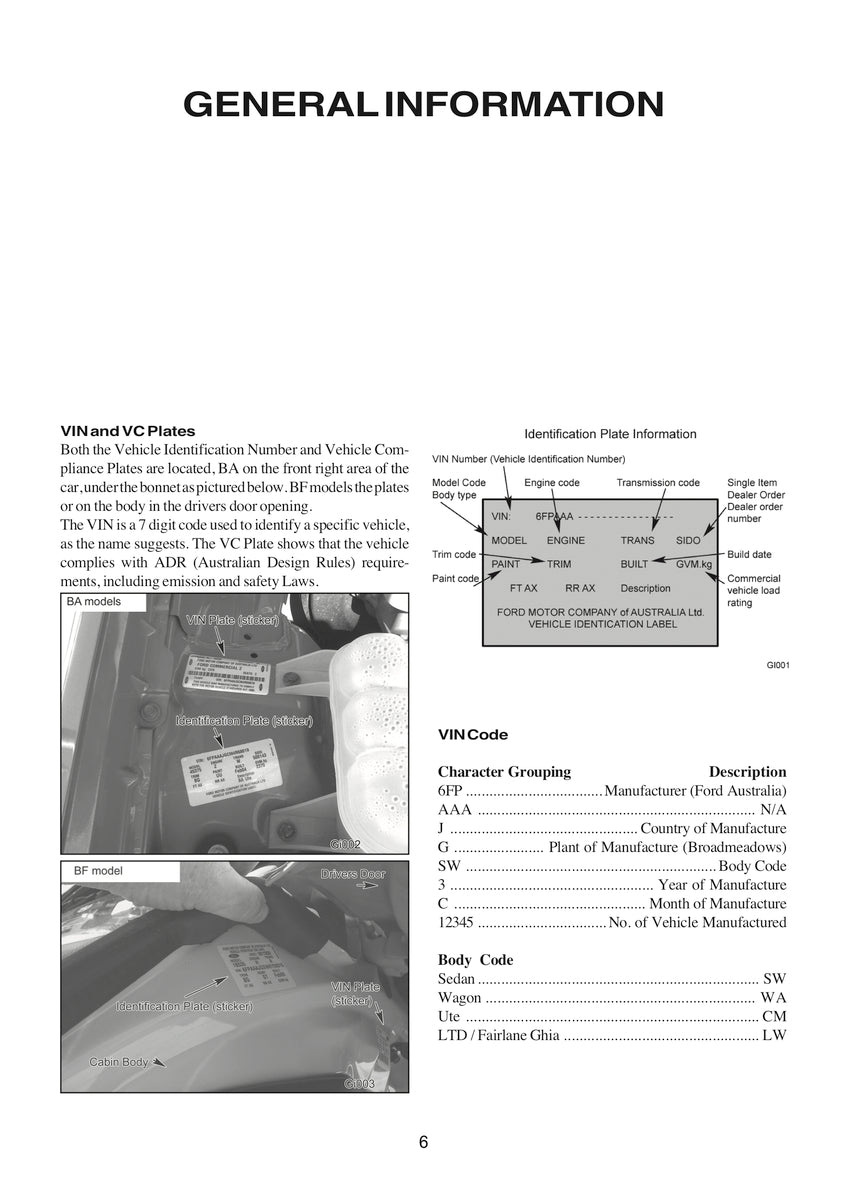 Ford Falcon/Fairlane Ba Bf Repair Manual 02-08