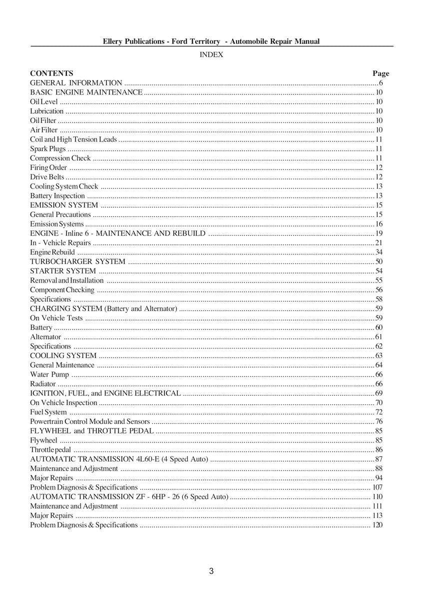 Ford Territory Rear & All Drive Repair Manual 2004-2009