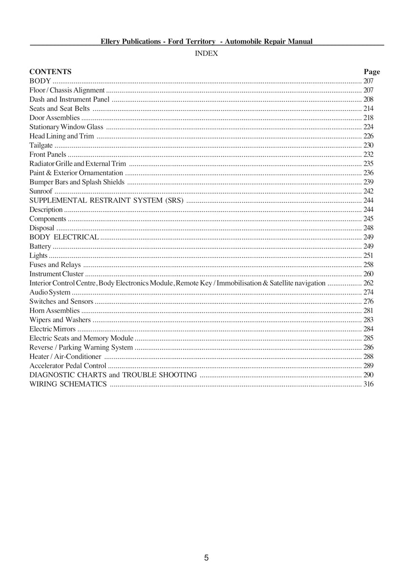 Ford Territory Rear & All Drive Repair Manual 2004-2009