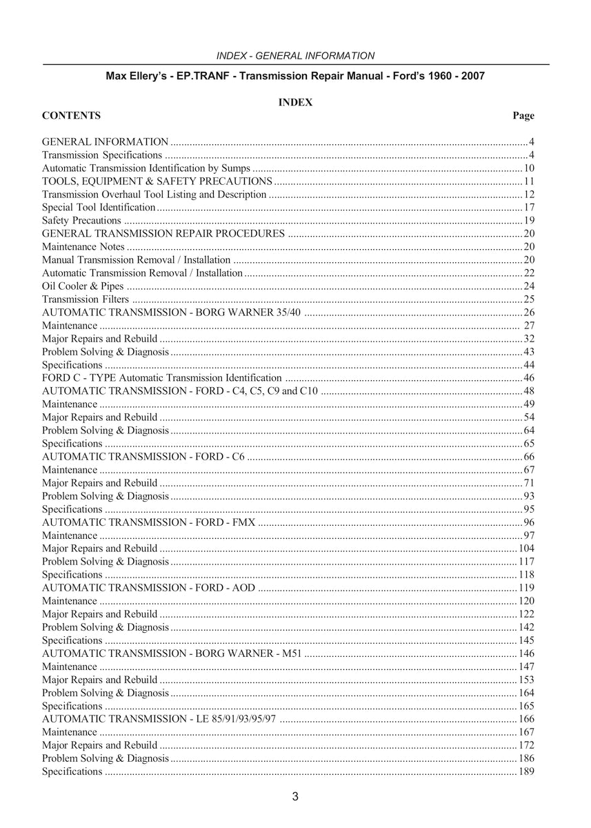Transmission Repair: Ford Automatic & Manual 1960-2007