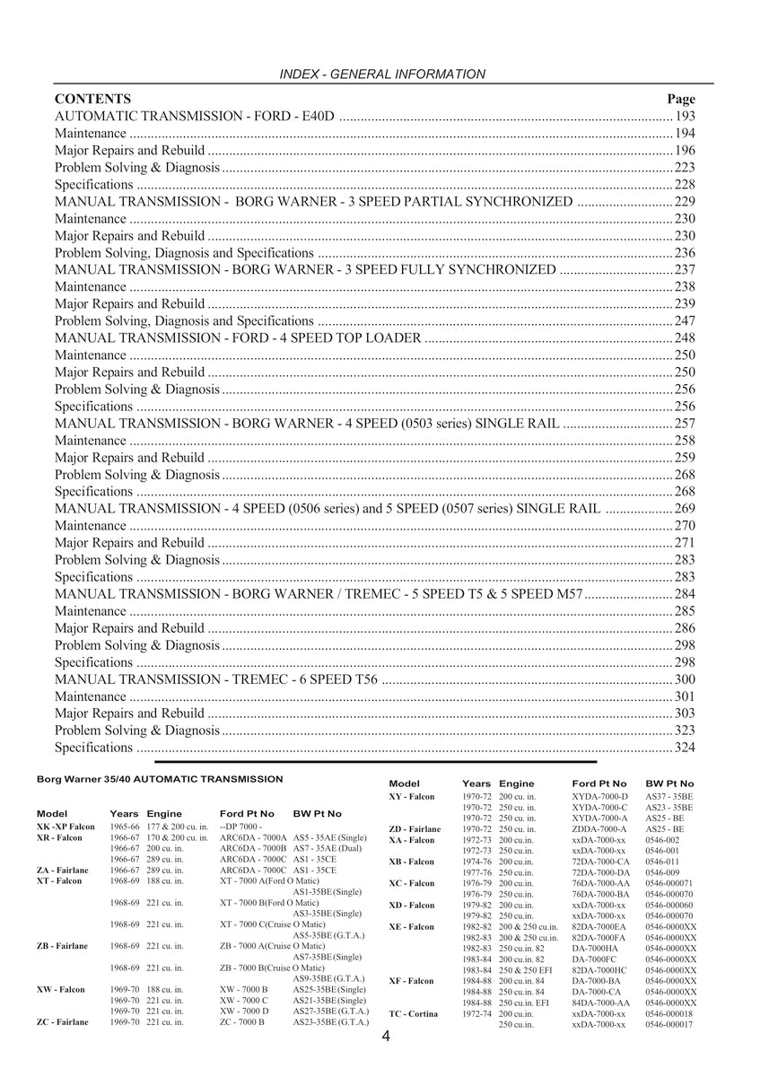 Transmission Repair: Ford Automatic & Manual 1960-2007