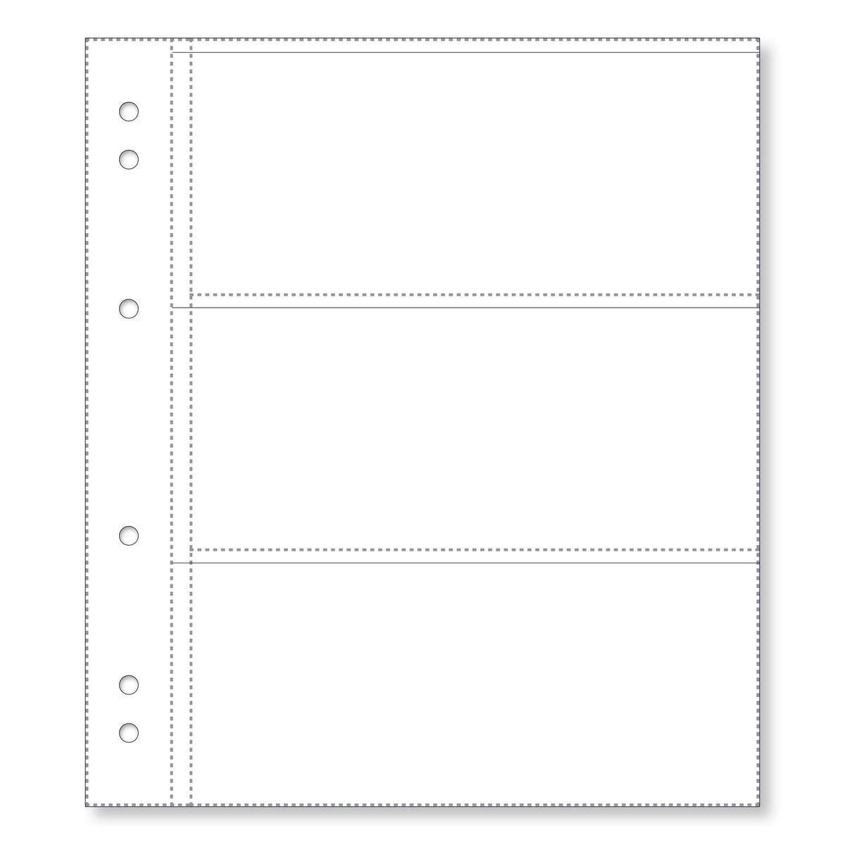 Renniks Banknote Album Plastic Refill Pages, 3 Pockets, Pack 10