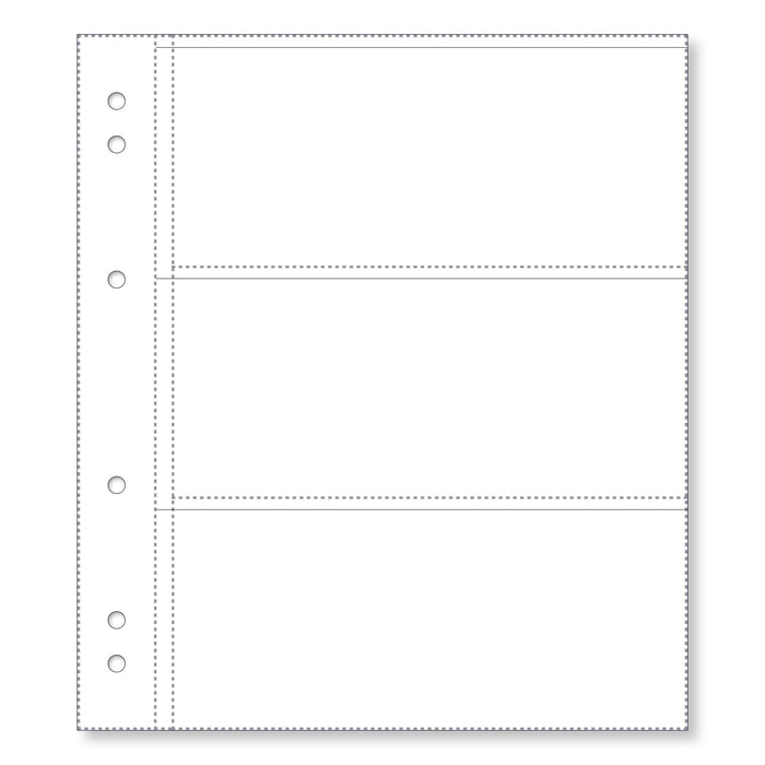 Renniks Banknote Album Plastic Refill Pages, 3 Pockets, Pack 10