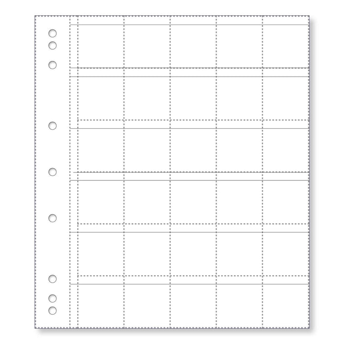Renniks Coin Album Plastic Refill Pages, 30 Pockets, Pack 10