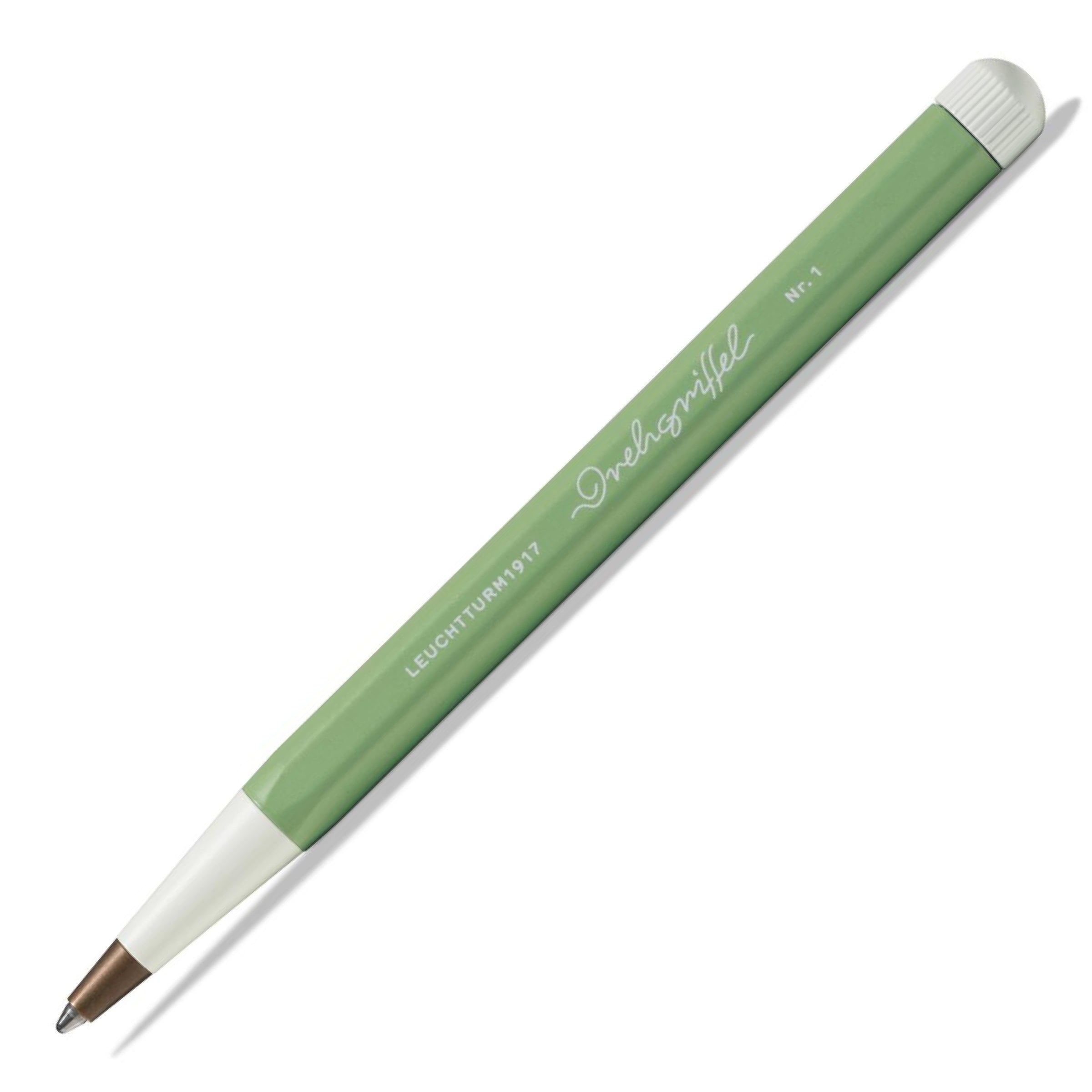 Drehgriffel No.1, Ballpoint Twist Pen, Royal Blue Ink (M), Aluminium Barrel in Sage