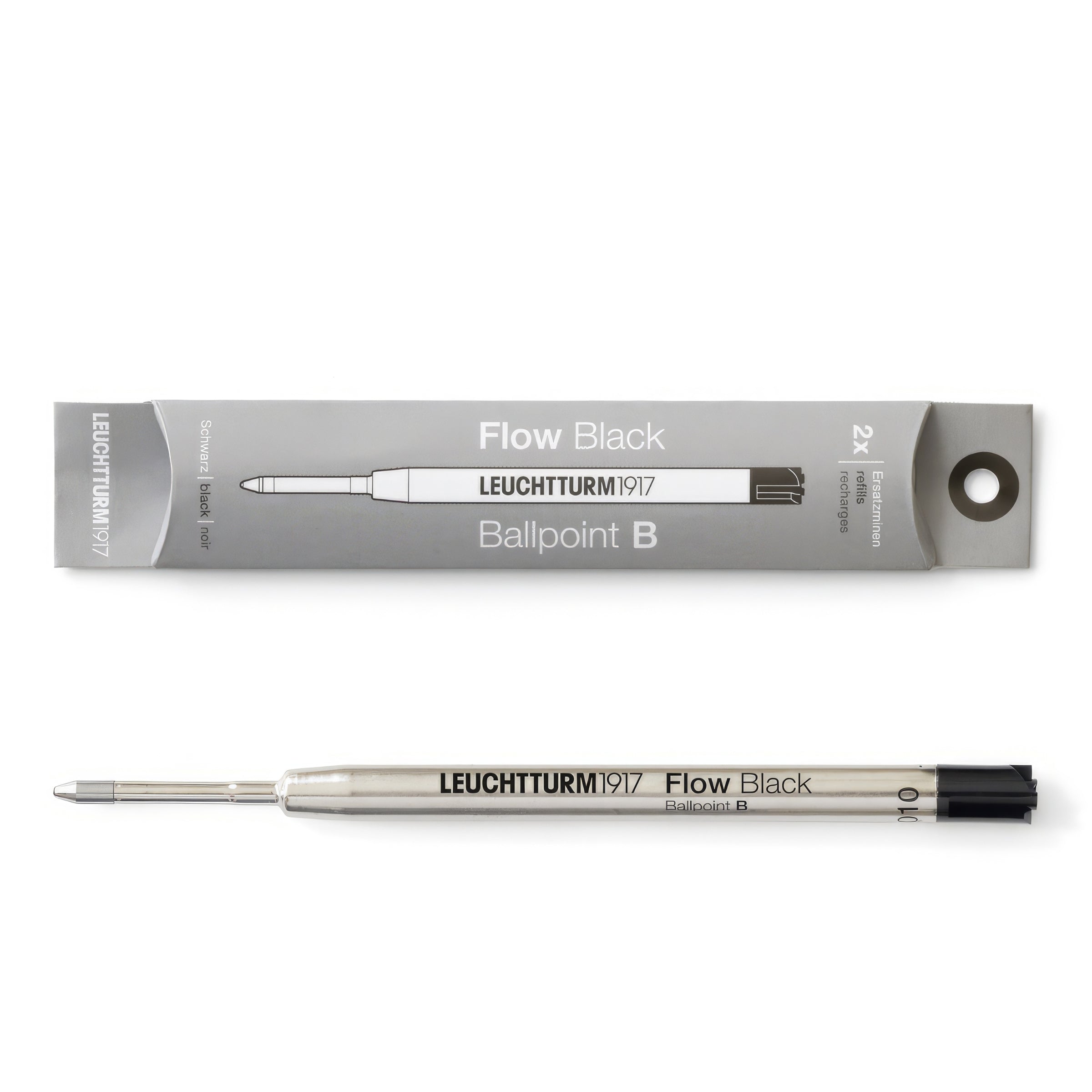 Drehgriffel No.1, Refill, Ballpoint Twist Pen, Bold (B), Black Ink, Pack Of 2