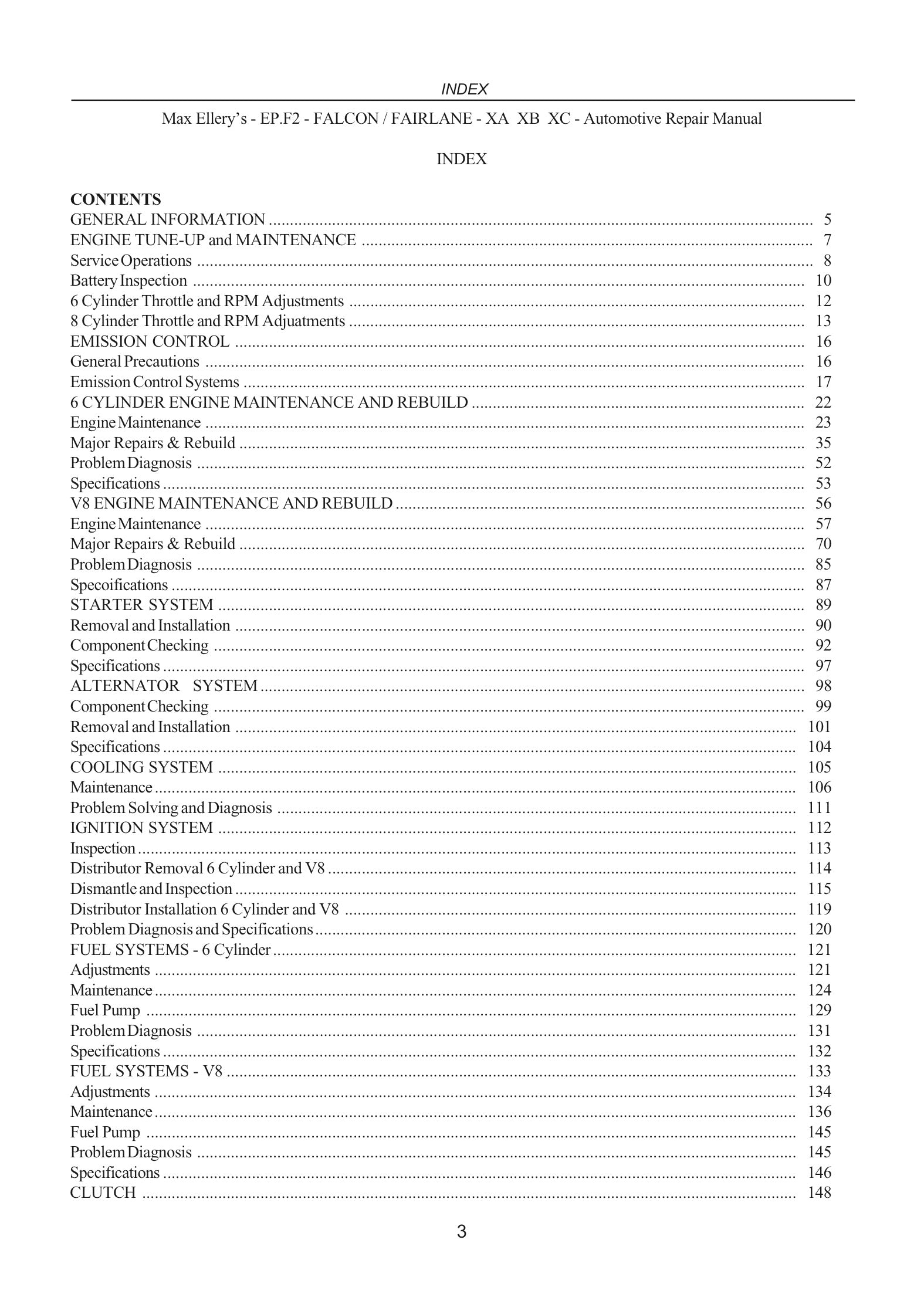 Ford Falcon/Fairlane Xa Xb Xc Abridged Factory Workshop Manual 72-79