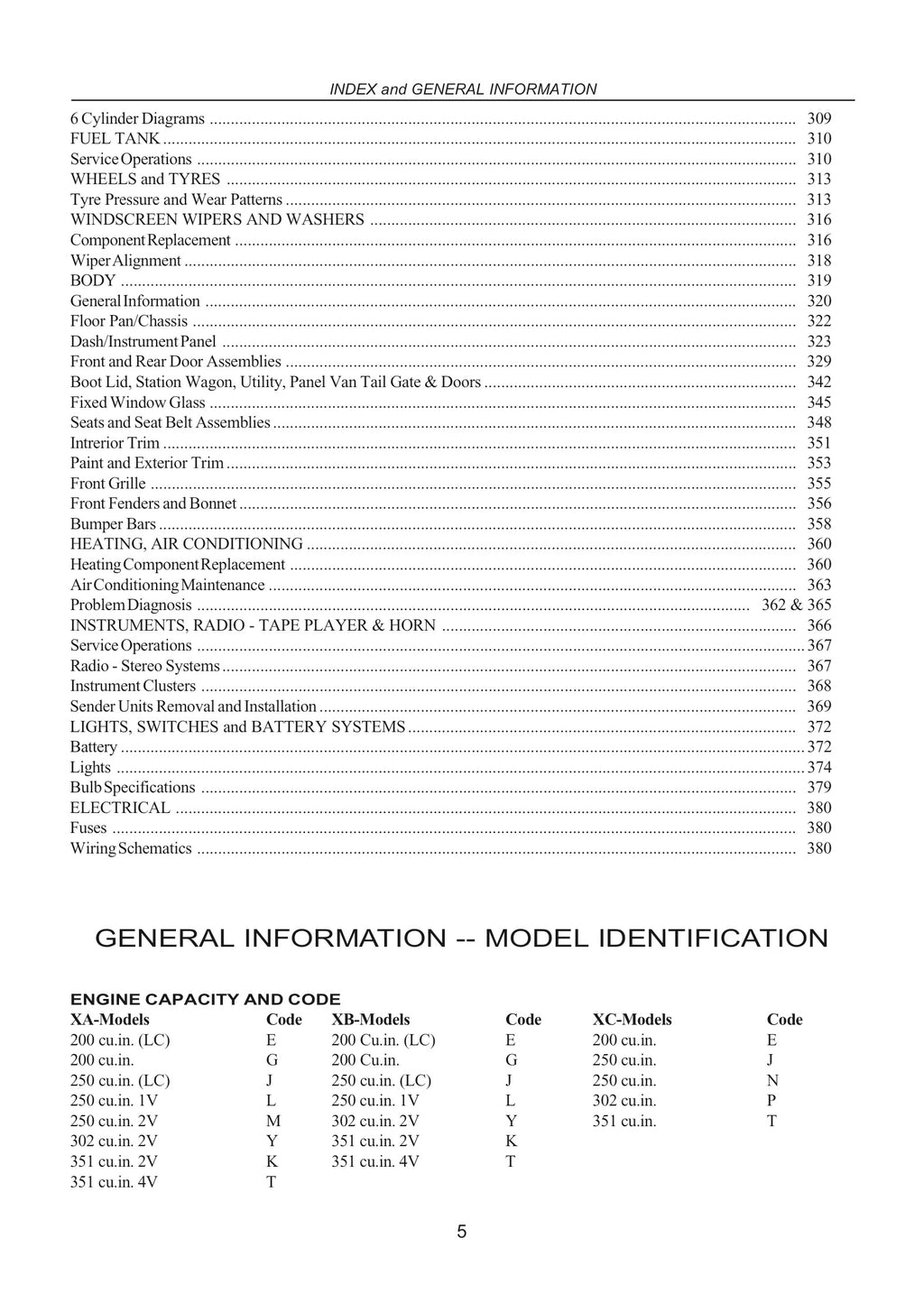 Ford Falcon/Fairlane Xa Xb Xc Abridged Factory Workshop Manual 72-79