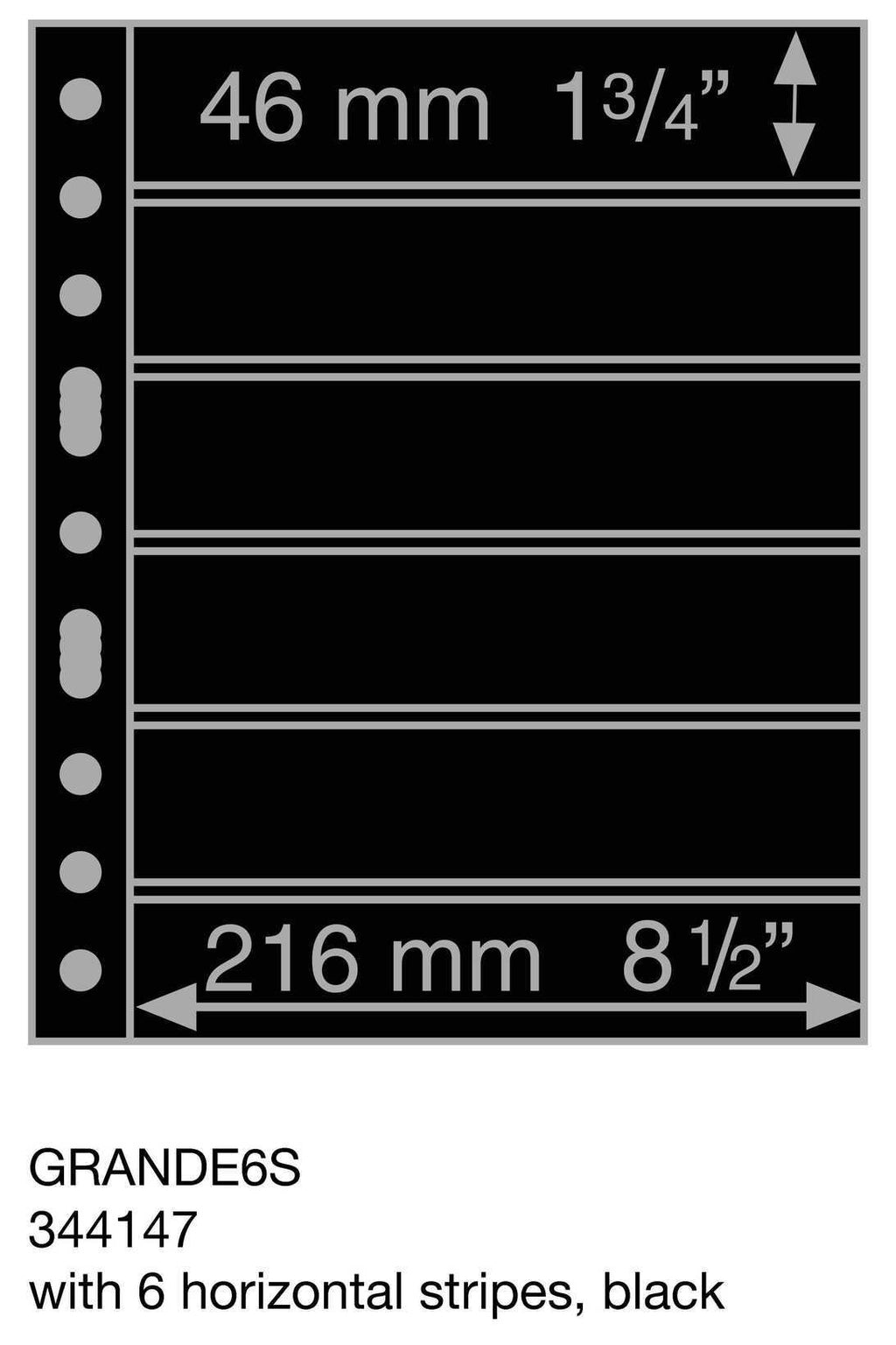 Plastic pockets GRANDE, with 6 horizontal stripes, black- double sided