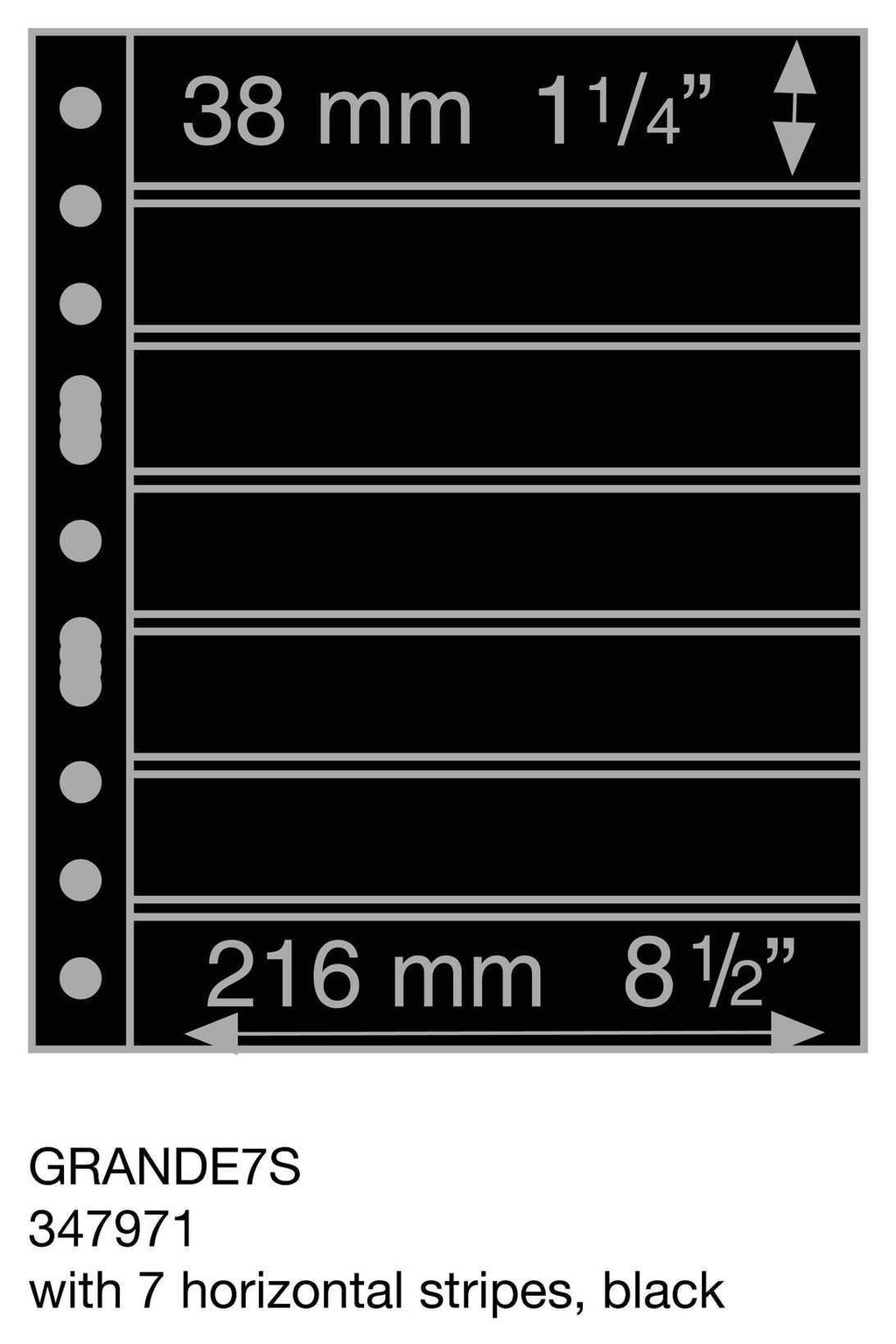 Plastic pockets GRANDE, with 7 horizontal stripes, black- double sided