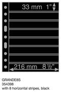 Plastic pockets GRANDE, with 8 horizontal stripes, black- double sided
