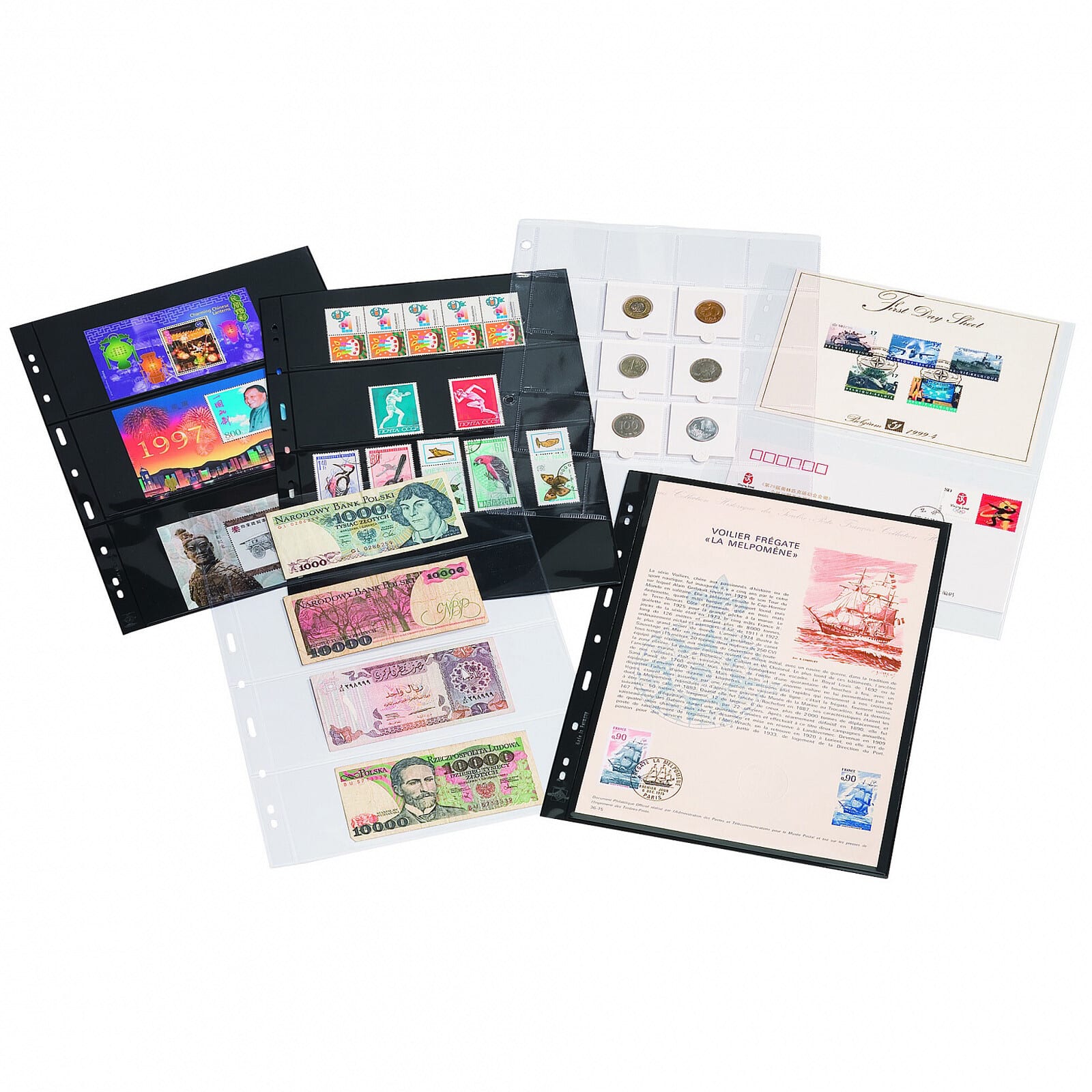 Plastic pockets GRANDE, four-way division for postcards, clear