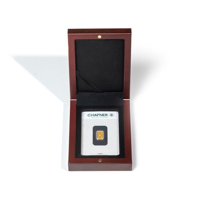 Volterra etui for 1 x gold bar in blister packaging, Mahogani