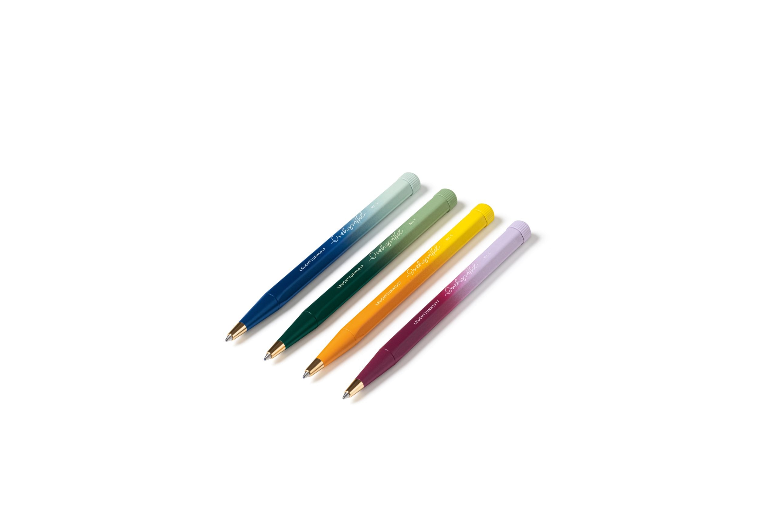 Drehgriffel No.1, Ballpoint Twist Pen, Royal Blue Ink (M), Aluminium Barrel in Forest Green/Sage - Gradient Edition