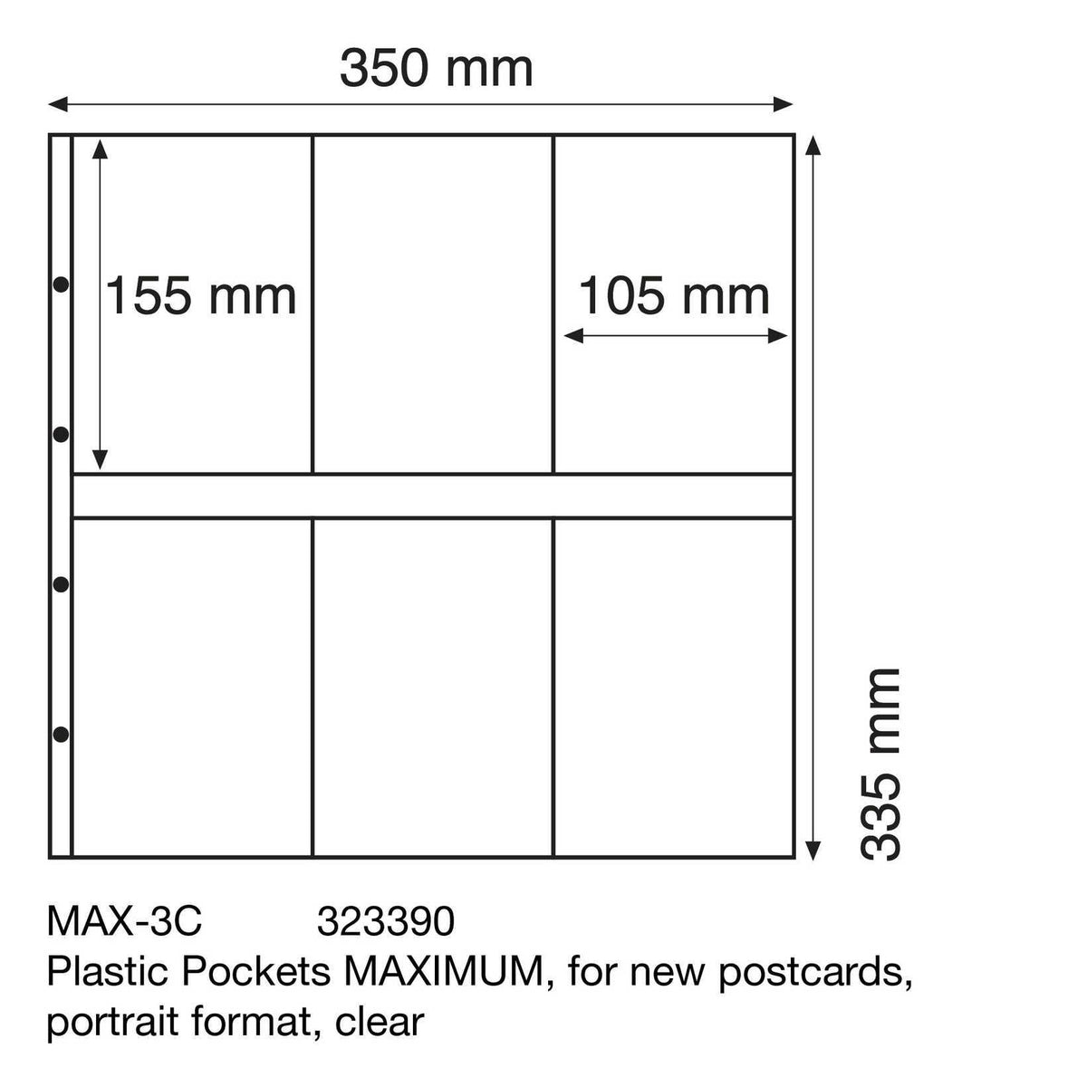Plastic Pockets MAXIMUM, for new postcards, portrait format, clear