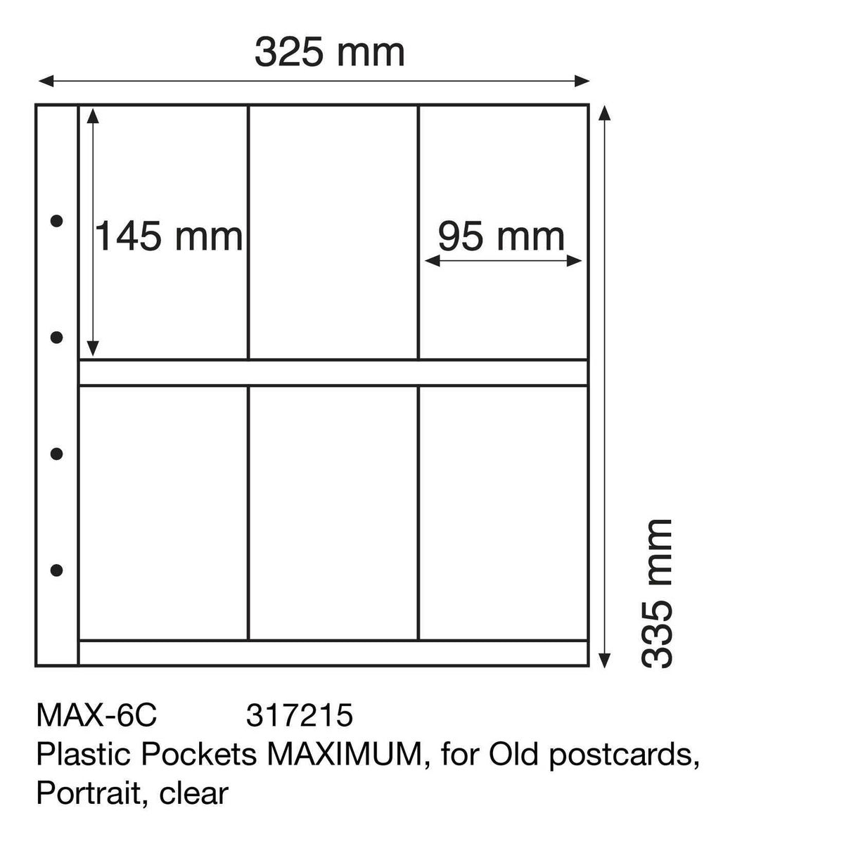 Plastic Pockets MAXIMUM, for Old postcards, Portrait, clear