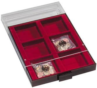 Coin Box 6 square compartments in size 86x86mm, smoke coloured