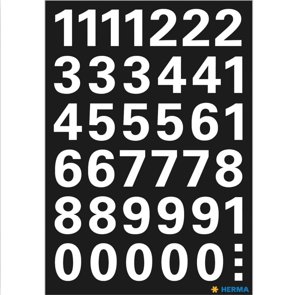 Numbers 15 mm 0-9 weatherproof film white