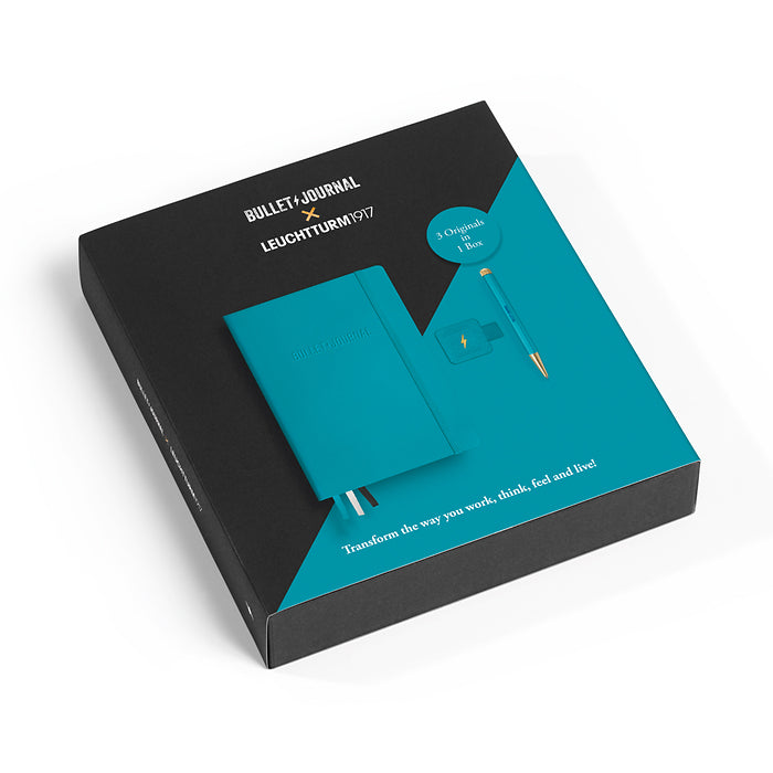 Bullet Journal Turquoise25 Collectors Set - 1x Bullet Journal A5, 1x Twist Pen, 1x Pen Loop
