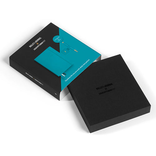Bullet Journal Turquoise25 Collectors Set - 1x Bullet Journal A5, 1x Twist Pen, 1x Pen Loop