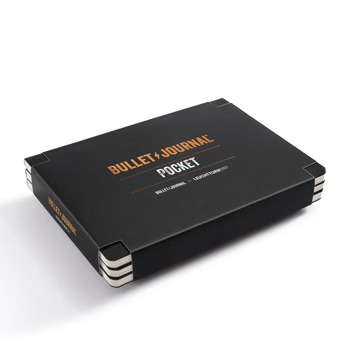 Bullet Journal Pocket, 46 Numbered Double Pages, Dotted, Black, Pack of 3