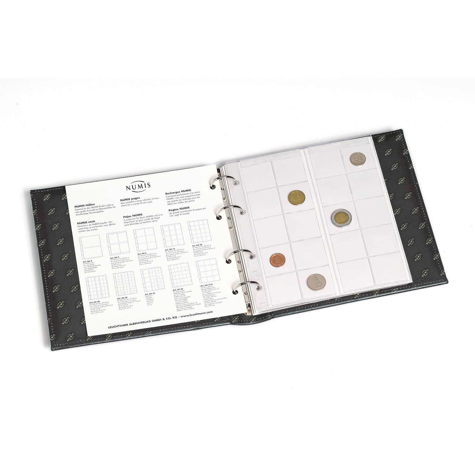 Coin Album NUMIS, Classic Design with slipcase includes 5 different pockets, blue
