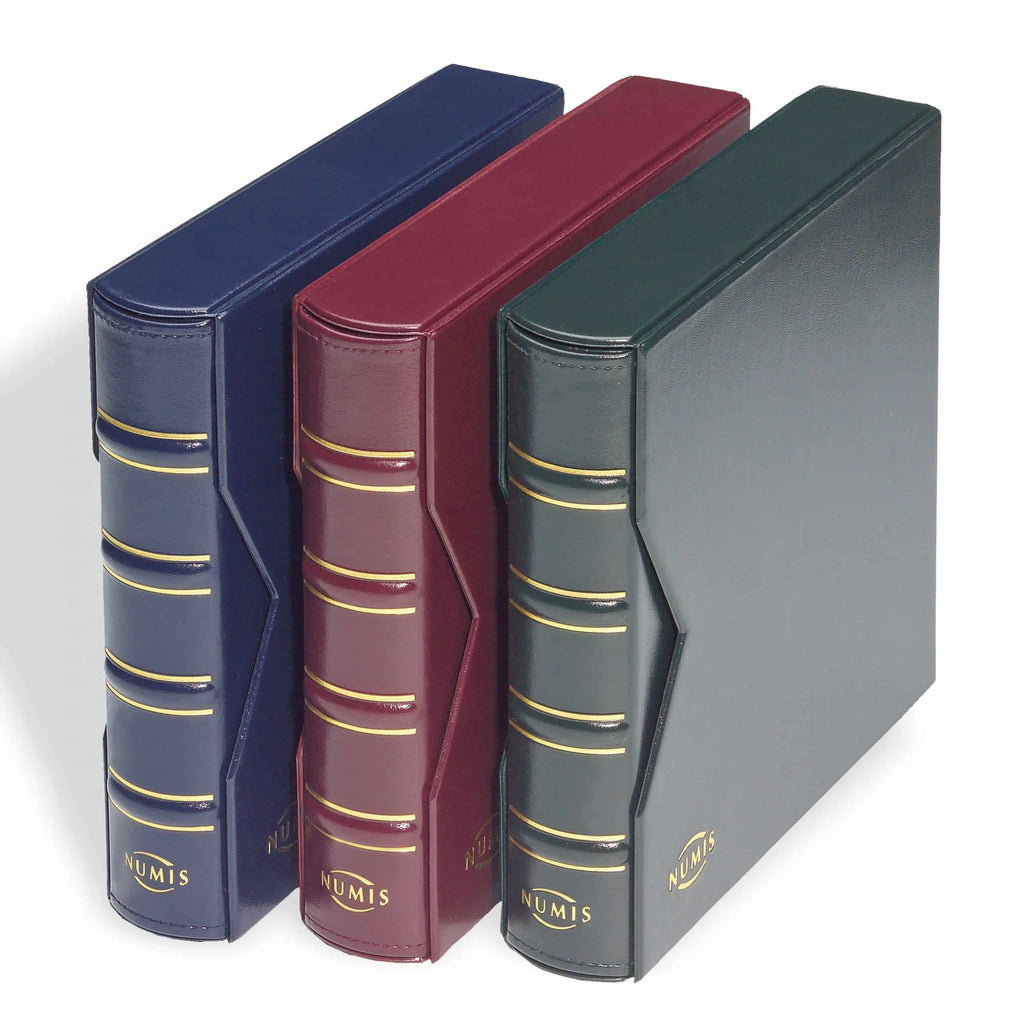 Coin Album NUMIS, Classic Design with slipcase includes 5 different pockets, red