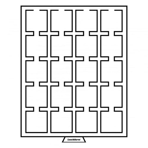 Coin Box QUADRUM, 20 square compartments 50 x 50mm, smoke coloured, with black drawer