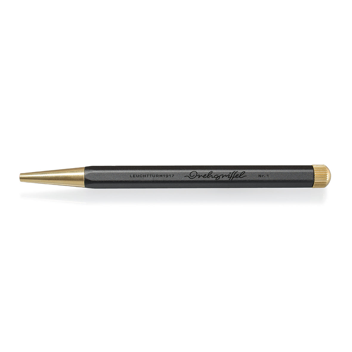 Drehgriffel Bullet Journal Edition Gel Twist Pen, Black Ink, Brass Tip, Aluminium Body in Black