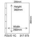 Plastic Pockets FOLIO, 1-way division, clear