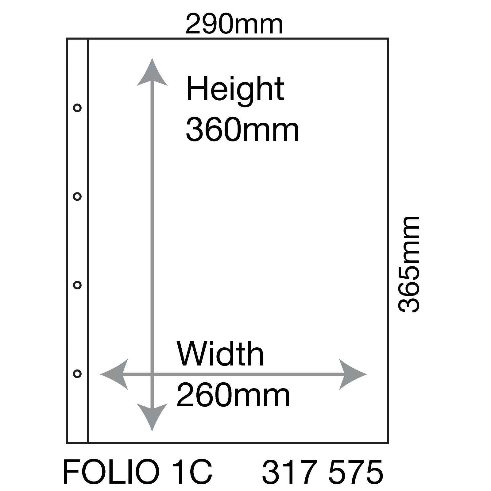 Plastic Pockets FOLIO, 1-way division, clear