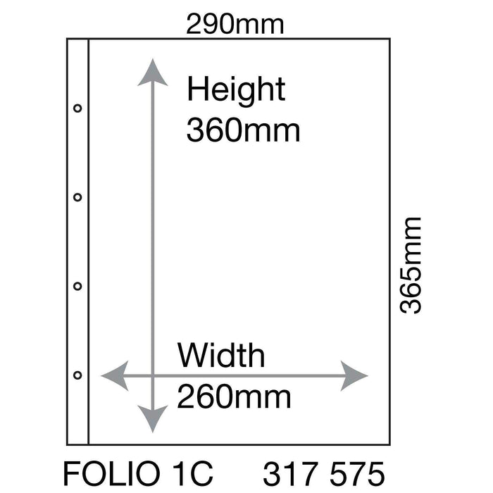 Plastic Pockets FOLIO, 1-way division, clear