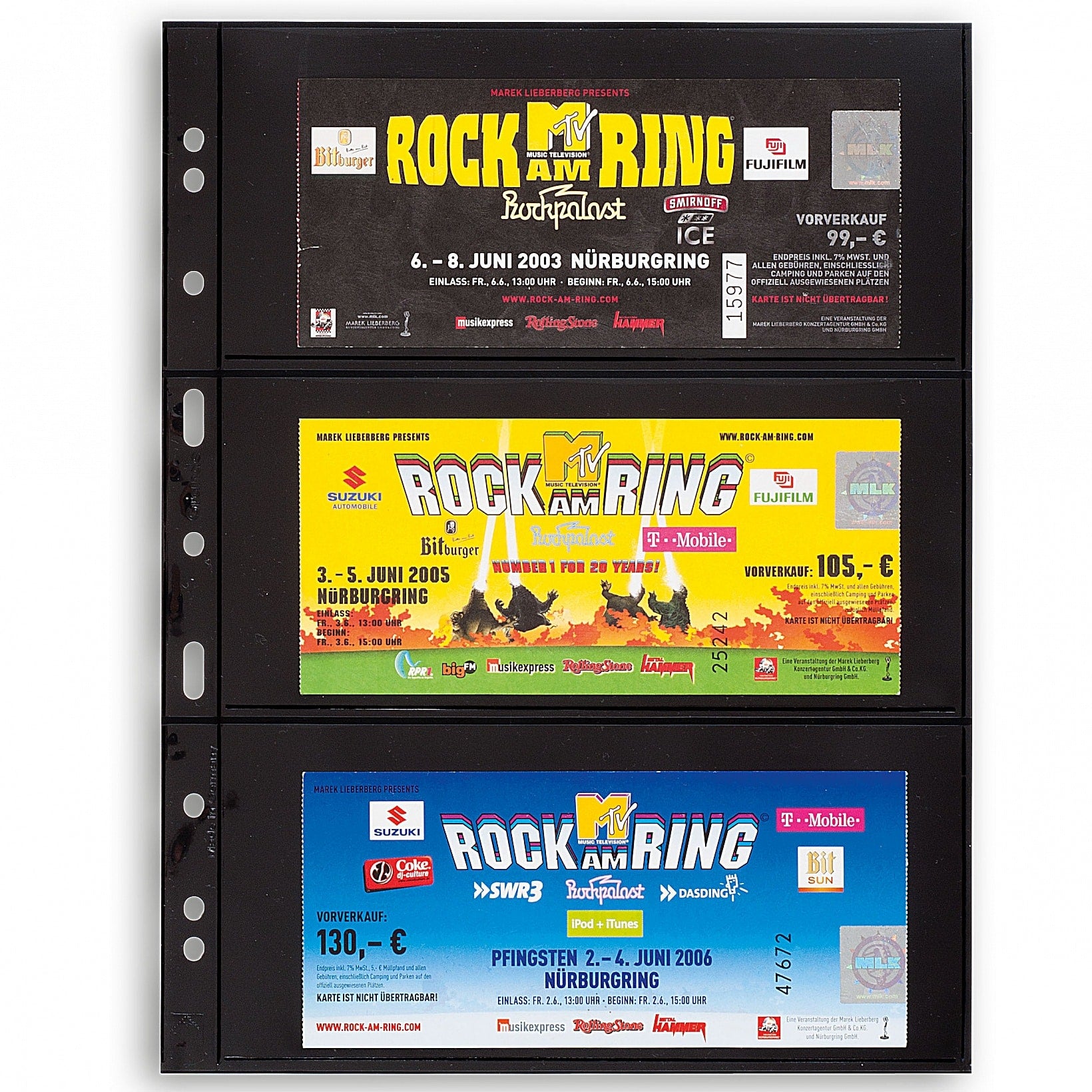 Plastic pockets GRANDE, with 3 horizontal stripes, black- double sided