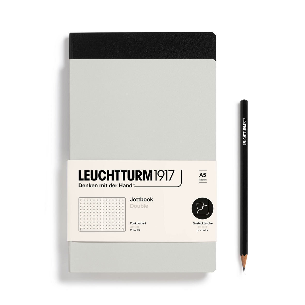 Jottbook (A5) Ruled Dotted, Light Grey and Black, double pack