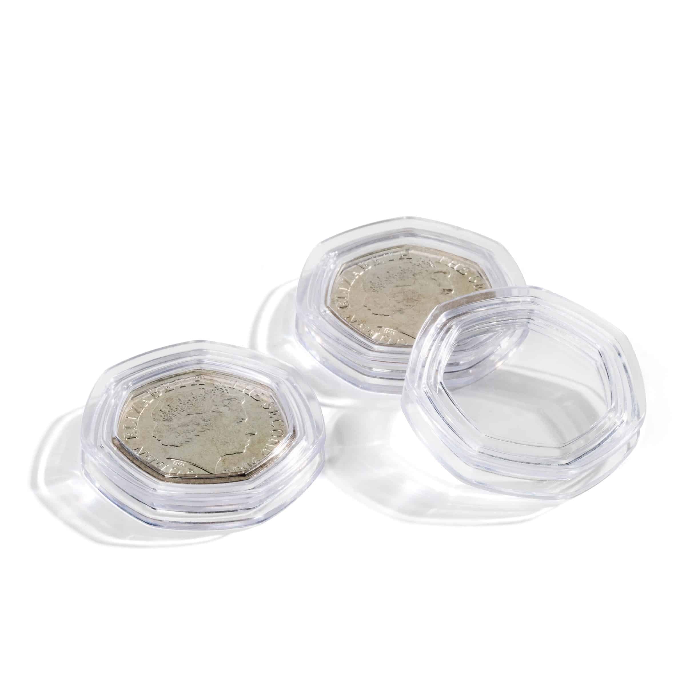 Coin Capsules CAPS for 50 Pence 27.3mm, pack of 10
