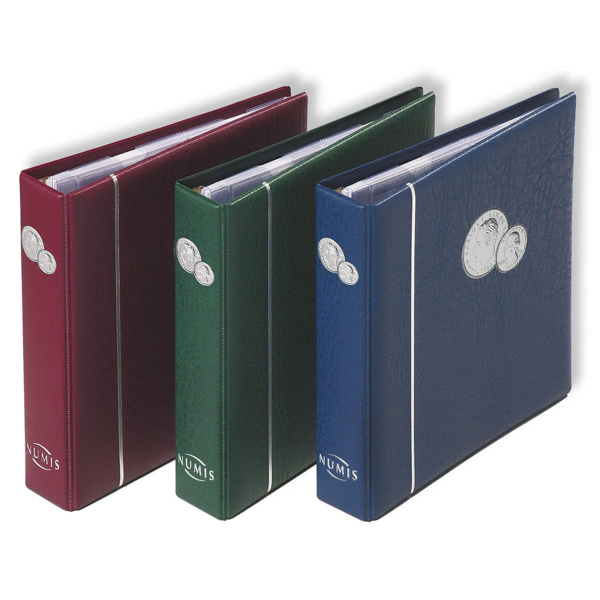 Coin Album NUMIS, with 5 pocket sheets, red