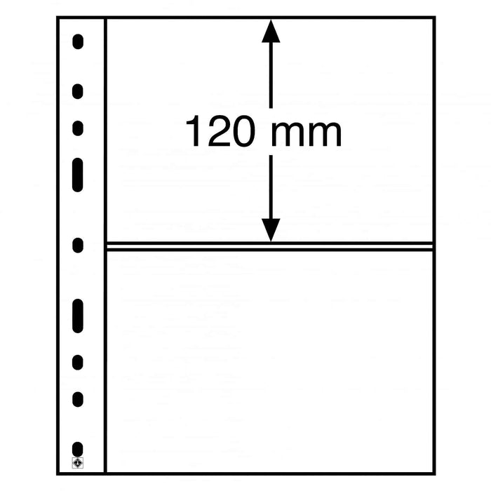 Plastic pockets OPTIMA, 2-waydivision, clear