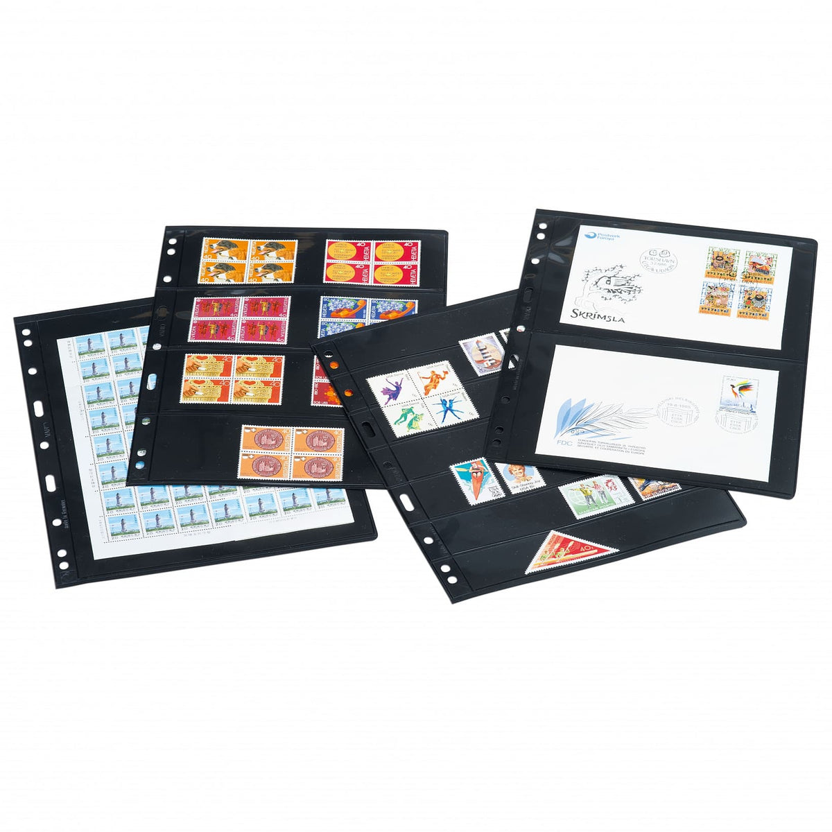 Plastic pockets OPTIMA, 7-waydivision, black- double sided