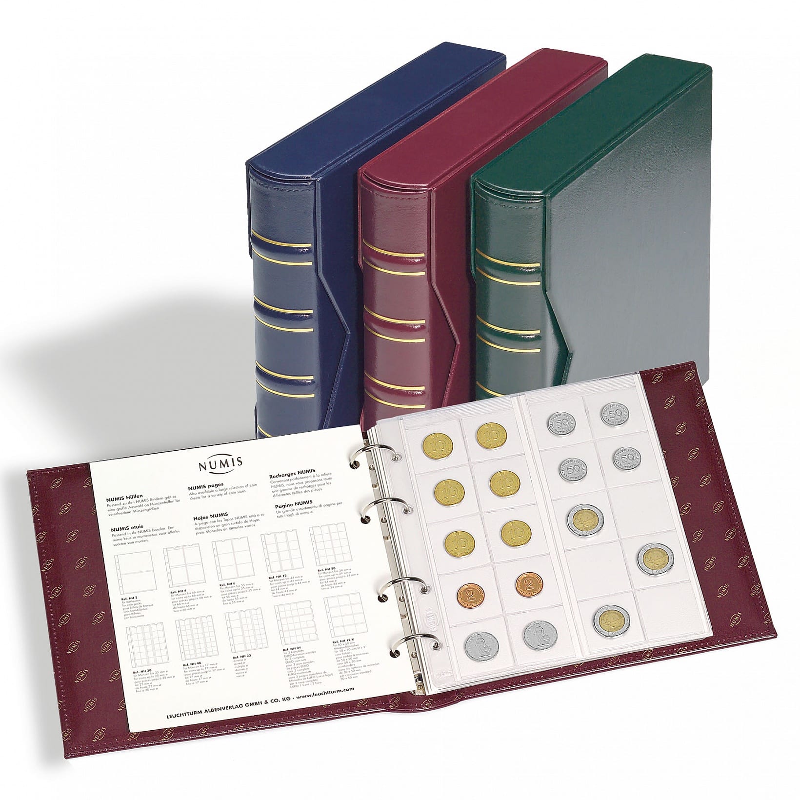 Ringbinder NUMIS, in Classic Design with slipcase, red
