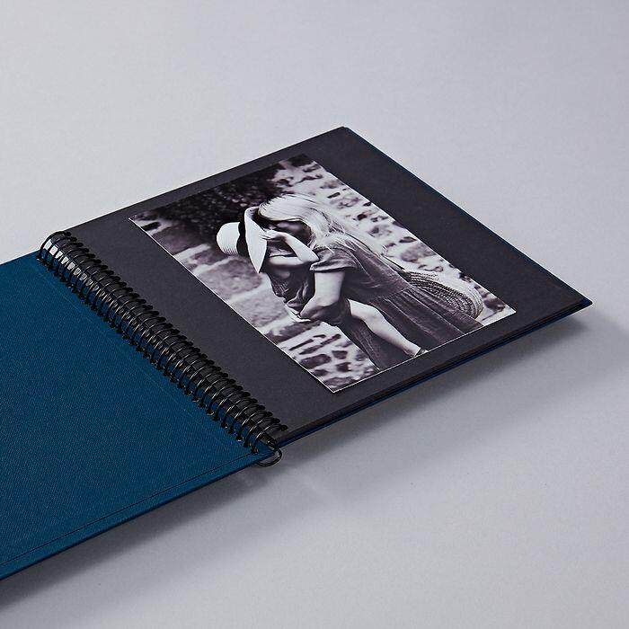Photo Album, Spiral Bound, Piccolino, Black Pages Azzurro